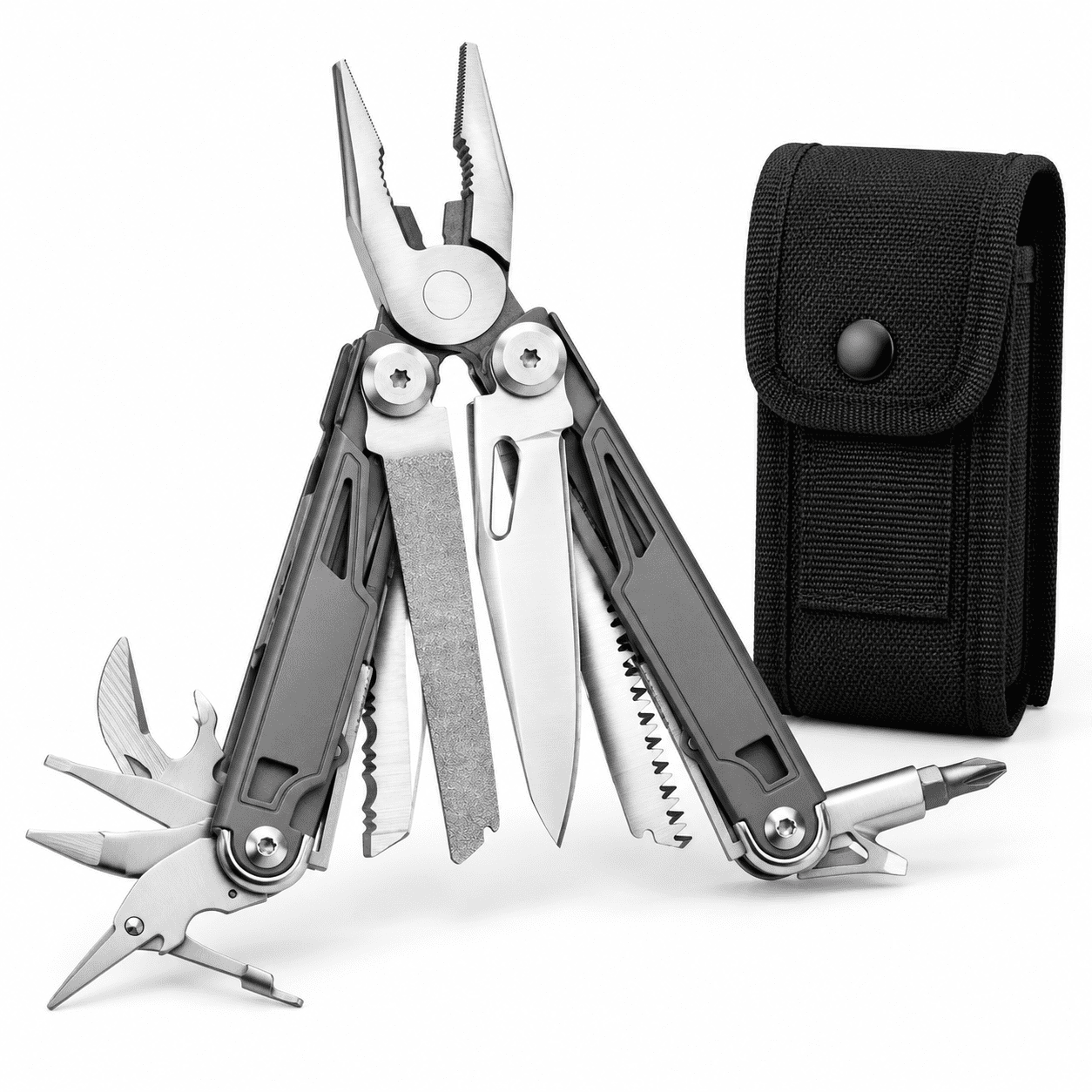19-in-1 Multitool with VG-10 Titanium-Plated Handle Compact Lightweight EDC Tool for Outdoor Hiking Camping