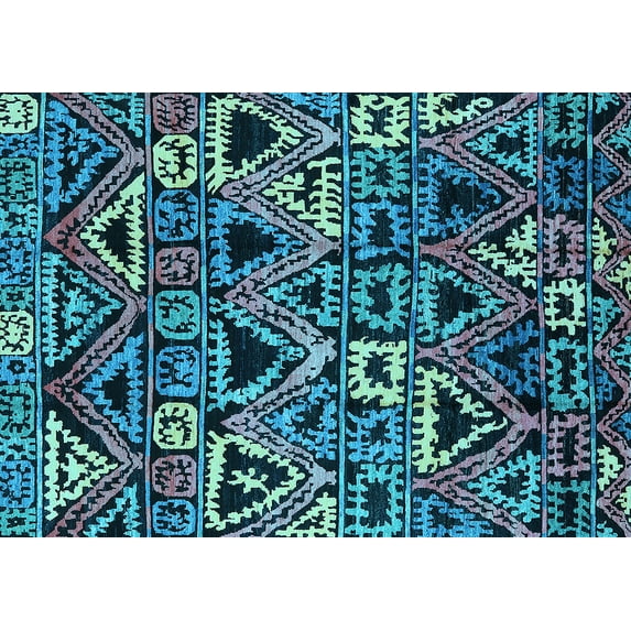 Ahgly Company Indoor Rectangle Solid Light Blue Modern Area Rugs, 2' x 3'