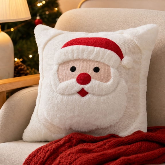 Christmas Throw Pillow Soft Plush Festive Cushion for Living Room Sofa Bedroom Holiday Decorative Pillow Cozy Christmas Home Decor