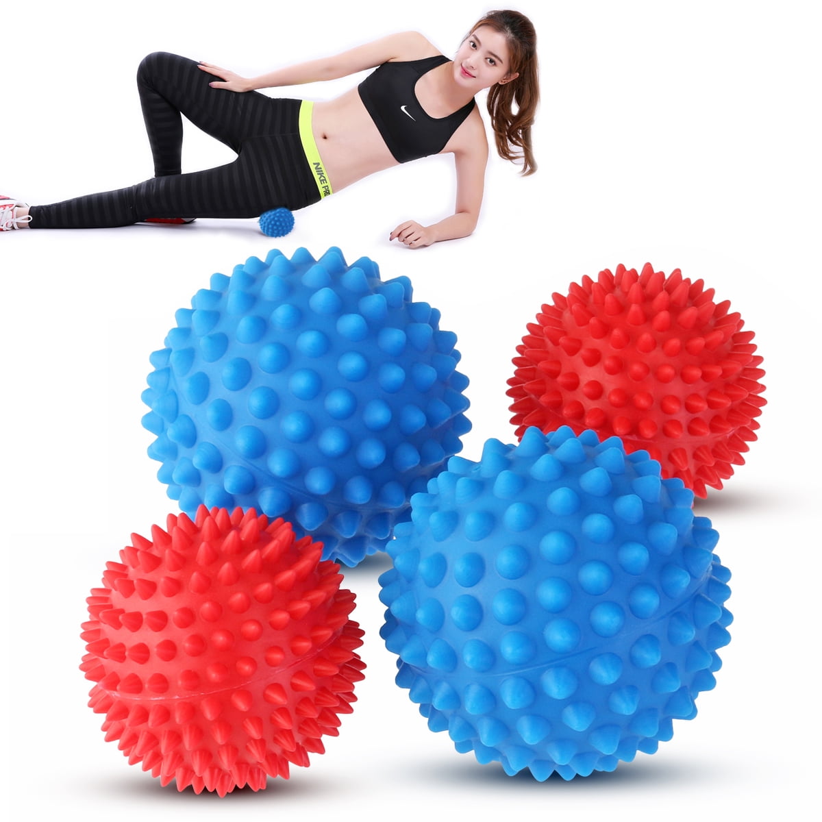 PIXNOR 4pcs Spiky Massage Ball for Plantar Fasciitis