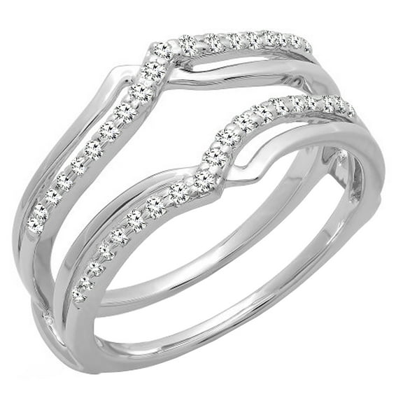 Dazzlingrock Collection 0.25 Carat (ctw) 14K Diamond Ladies Wedding Band Enhancer Guard Ring 1/4 CT, White Gold, Size 5.5