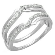 Dazzlingrock Collection 0.25 Carat (ctw) 14K Diamond Ladies Wedding Band Enhancer Guard Ring 1/4 CT, White Gold, Size 6