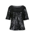 thumbnail image 1 of Fashion Women Glistening Sequin Slim Shirt Tops Casual Blouses Women T Shirts, 1 of 5