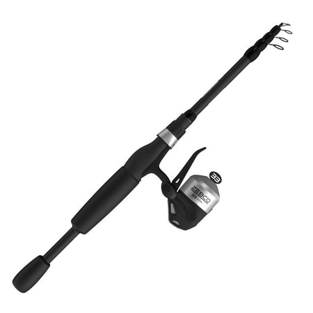 Zebco 33 Micro Trigger Spincast Reel and Telescopic Fishing Rod Combo Extendable 19-Inch to 5-Foot Rod Size 10 Reel Silver/Black