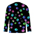 thumbnail image 3 of FRSASU Mens Sweatshirt Colorful Animal Paw Printed Round Neck Shirt Mens Long Sleeve Casual Pullover Top Multicolor-X, 3 of 5