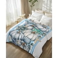 thumbnail image 4 of Throw Blanket Fleece Throw Blanket 40x50in, Autumn Pumpkin Shell Starfish Leaves Soft Lightweight Bed Blankets Blue Stripe Fuzzy Couch Blankets for All Season, 4 of 7