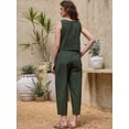 thumbnail image 3 of DARING DIVA Women's Gingham Pants Set 2 Piece Outfits Sleeveless Crop Top M Army Green, 3 of 5