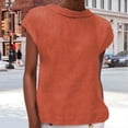 thumbnail image 2 of Tiqkatyck Tank Tops for Women Trendy Women's Fashion Casual Lapel Short Sleeve Solid Color Cotton Linen T Shirt Top Sleeveless Tunic Tops Summer Tops for Women Orange XL, 2 of 5
