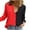 Red, variant on Plus Size Shirts for Women Casual Lapel Neck Long Sleeve Button up Blouses Loose Color Block Tops