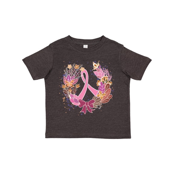 Inktastic Breast Cancer Awareness Wreath Pink Ribbon Girls Toddler T-Shirt