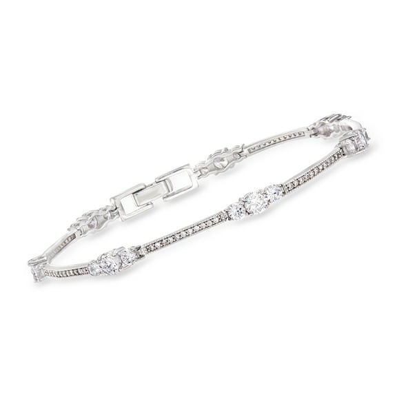 Ross-Simons 2.75 ct. t.w. CZ Station Bracelet in Sterling Silver, Women's, Adult
