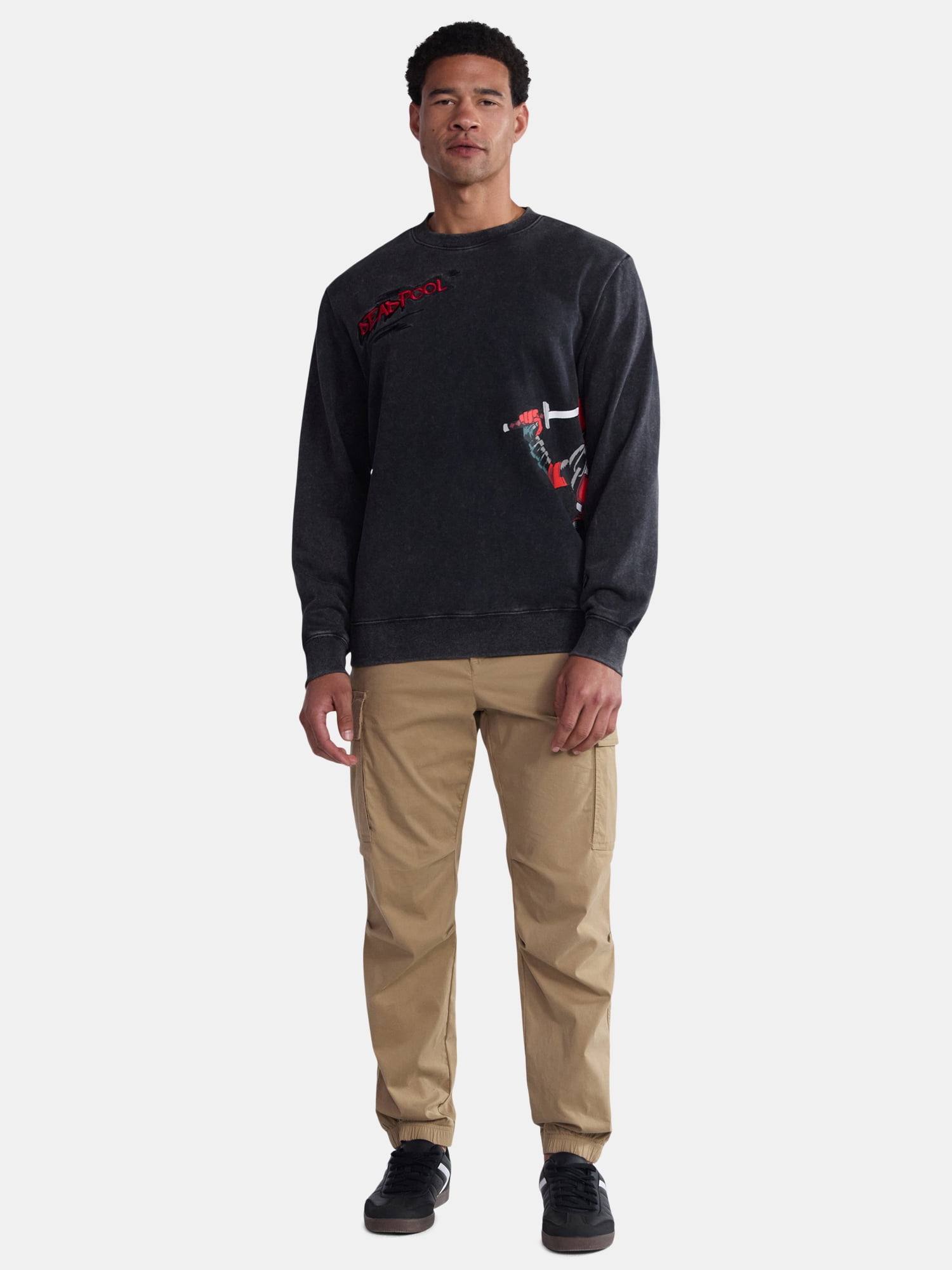 Deadpool Men's and Big Men's Front to Back Graphic Sweatshirt with Long Sleeves, Sizes XS-3XL
