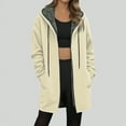 thumbnail image 2 of Towmus Women Full Zip Up Hoodie Knee Length Long Tunic Sweatshirts Casual Arctic Fleece Winter Coats Outerwear with Pockets, 2 of 5