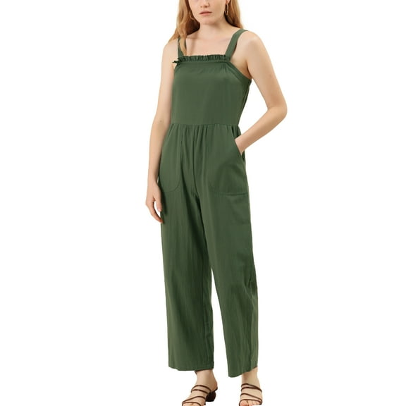 Allegra K Women's Ruffled Neck Country Style Jumpsuits