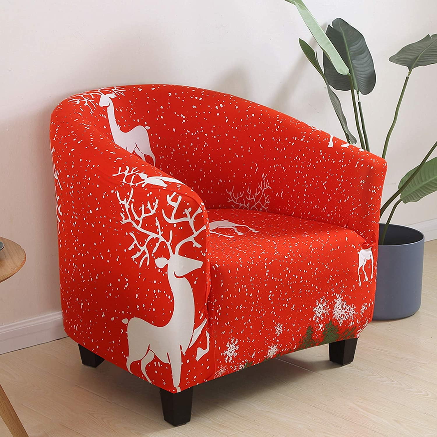 SEARCHI Christmas Club Chair Slipcovers Tub Chair Covers Soft Spandex