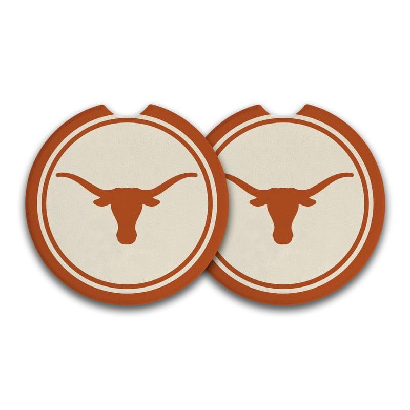 Magnolia Lane Texas (TX) Longhorns Car Coasters, Set of 2, 2.5-inches Diameter
