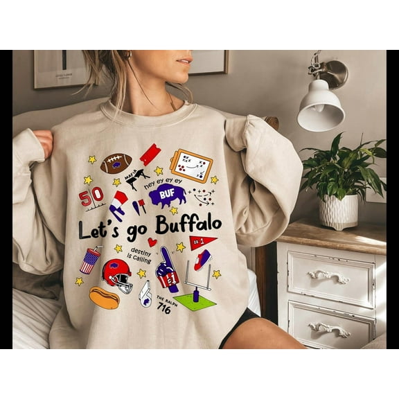 Buffalo Football Doodles Shirt, Sports Fan Gift Sweater, Trendy BUF 716 Sweatshirt