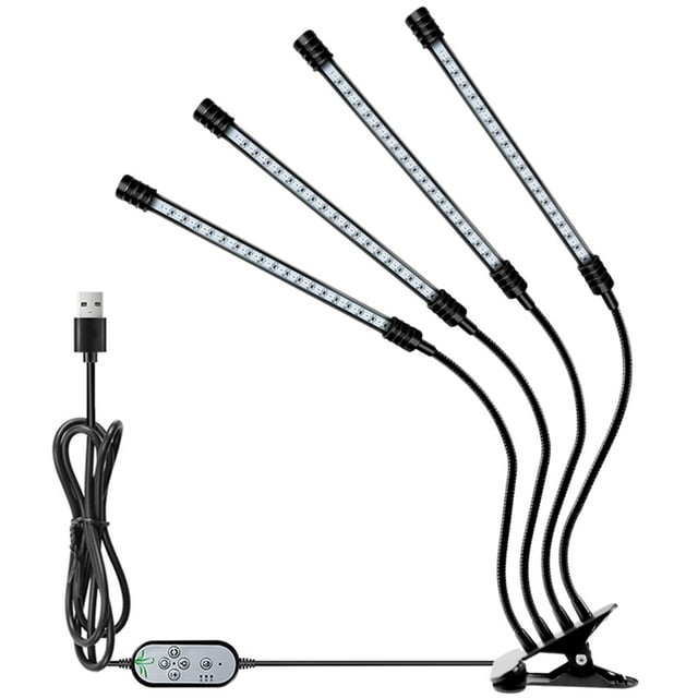 Lampe de Croissance pour Plantes USB Rouge et Bleue à Spectre Complet, Angle d'Éclairage Réglable, Pince de Bureau, Lampe de Culture pour Plantes d'Intérieur, 5 Niveaux de Gradation, Minuterie 4/8/12 H