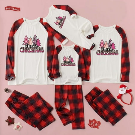 

Herrnalise Christmas Pajamas For Family Parent-child Warm Christmas Set Printed Home Wear Pajamas Two-piece Mom Set Matching Christmas Pjs For Family Red-Mom