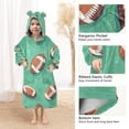 thumbnail image 3 of FORMRS Wearable Blanket Hoodie with Sleeves for Kids Cozy Flannel Sweatshirt, Green American Footballs, 3 of 7