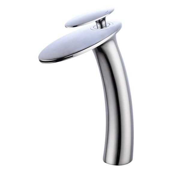Wovier Chrome Waterfall Bathroom Sink Faucet with Supply Hose,Single Handle Single Hole Vessel Lavatory Faucet,Slanted Body Basin Mixer Tap Tall Body Commercial