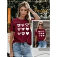thumbnail image 5 of QAFOPEH Women Valentine'S Day Hearts Printed Crew Neck Short Sleeve T-Shirt, 5 of 7