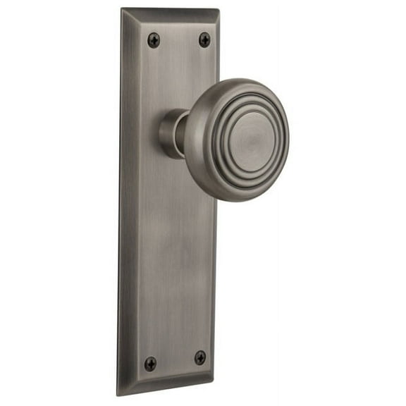 Nostalgic Warehouse Deco Door Knob with New York Plate