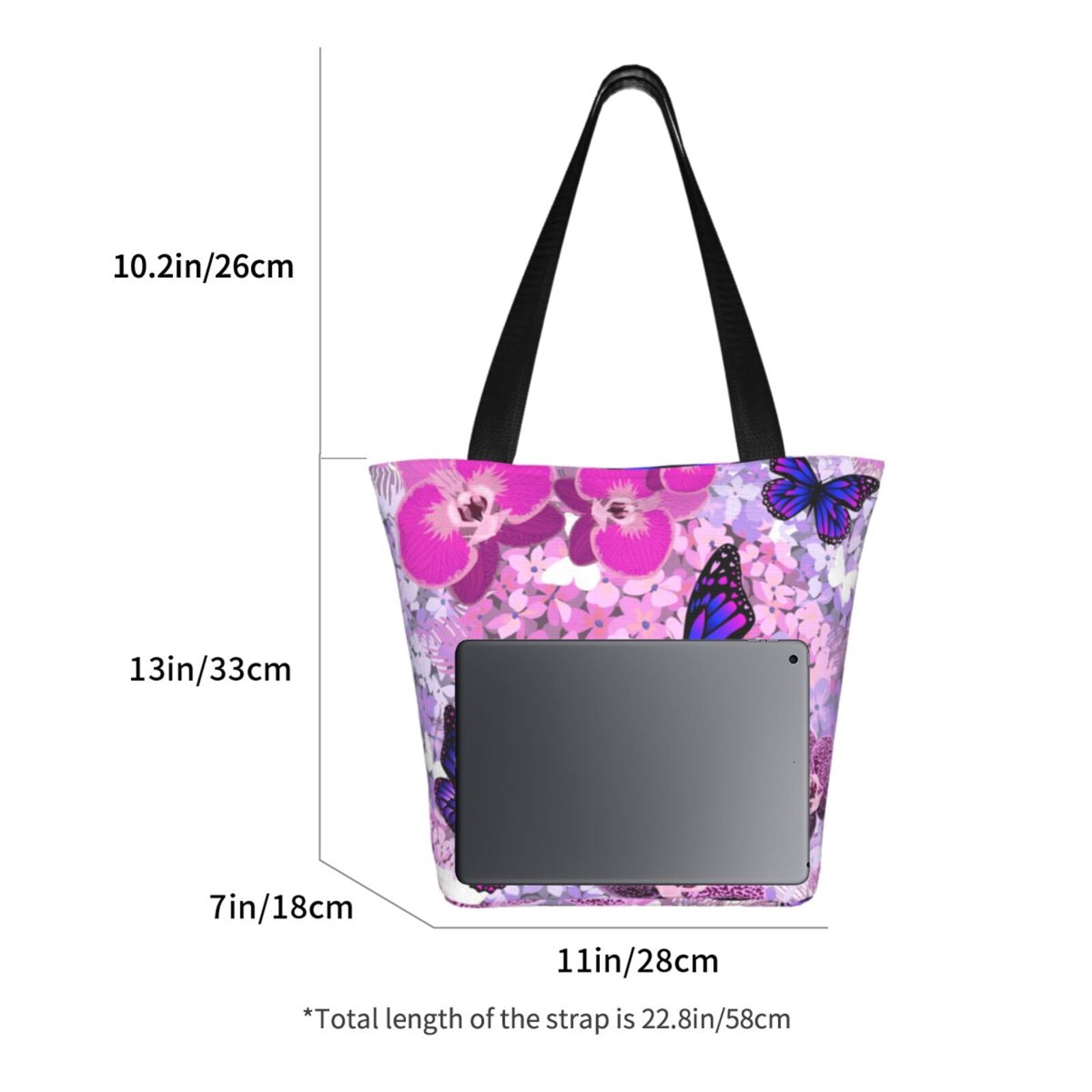 Ratiio Purple Vintage Butterfly Print Shoulder Bag for Women, Polyester Crossbody Purse Lightweight Handbag for Daily Travel and Casual Use