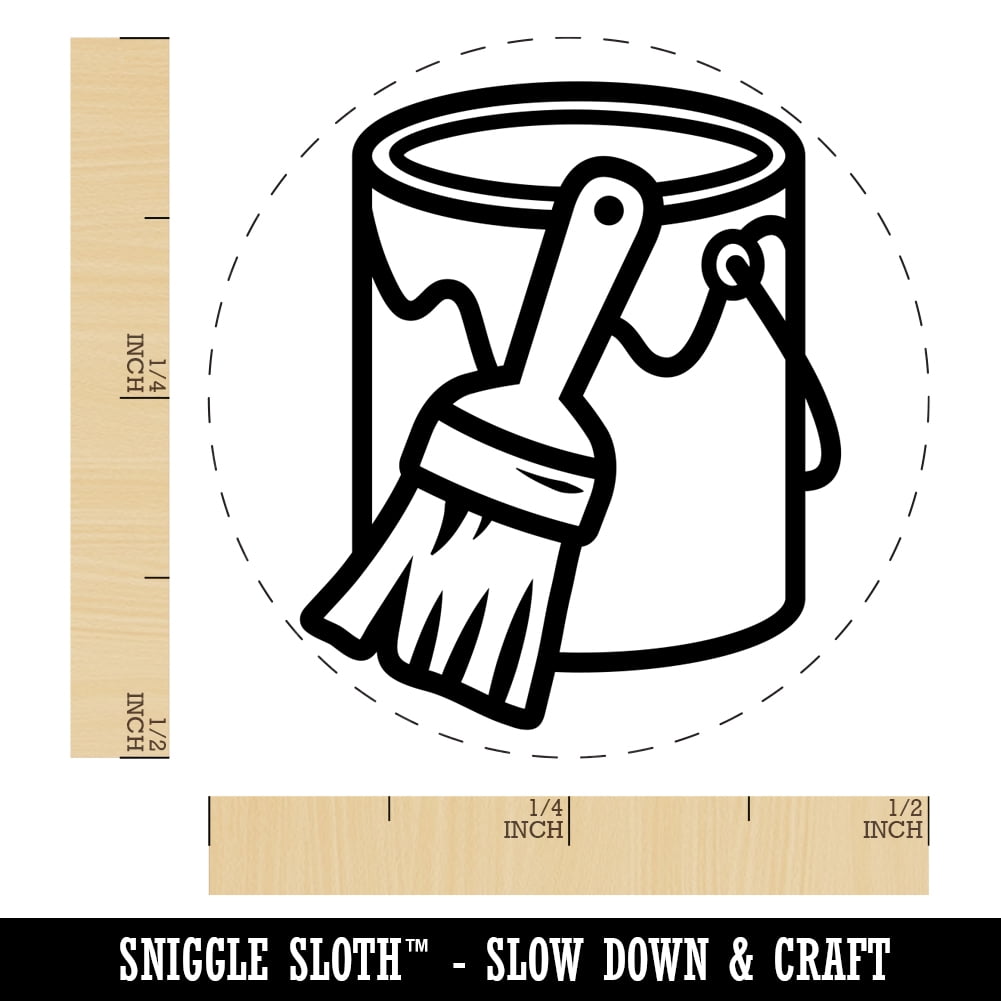 Paint Can with Brush Self-Inking Rubber Stamp Ink Stamper - Dry Pad (No Ink) - Mini 1/2 Inch