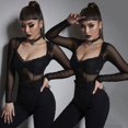thumbnail image 4 of HSHDLDF Women's Short Sleeve Mesh Crop Tops Sheer Blouse T Shirt Tee, 4 of 7