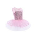 thumbnail image 2 of Haitryli Kids Girls Sleeveless Mesh Splice Sequins Ballet Dance Tutu Dress Gymnastic Leotard Dancewear Pink 6, 2 of 5