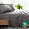 thumbnail image 4 of Bare Home Ultra-Soft Flat Sheets - Premium 1800 Collection - Double Brushed - King, Modern Plaid - Gray/White, 4 of 4