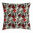 thumbnail image 1 of Modern Throw Pillow Cushion Cover, Minimalist Stylized Kitsch Abstract Pattern with Retro Fashion Geometric Effect, Decorative Square Accent Pillow Case, 20 X 20 Inches, White Black Red, by Ambesonne, 1 of 2