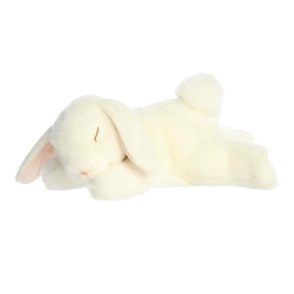 Aurora - Medium White Realistic Stuffed Animal - 12" Sleepy Bunny - Miyoni
