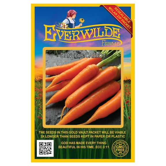 Everwilde Farms - 2000 Danvers Carrot Seeds - Gold Vault Jumbo Bulk Seed Packet