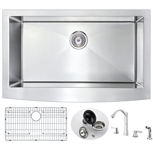 Anzzi Elysian 36 X 21 Farmhouse Kitchen Sink With Faucet Walmart Com Walmart Com