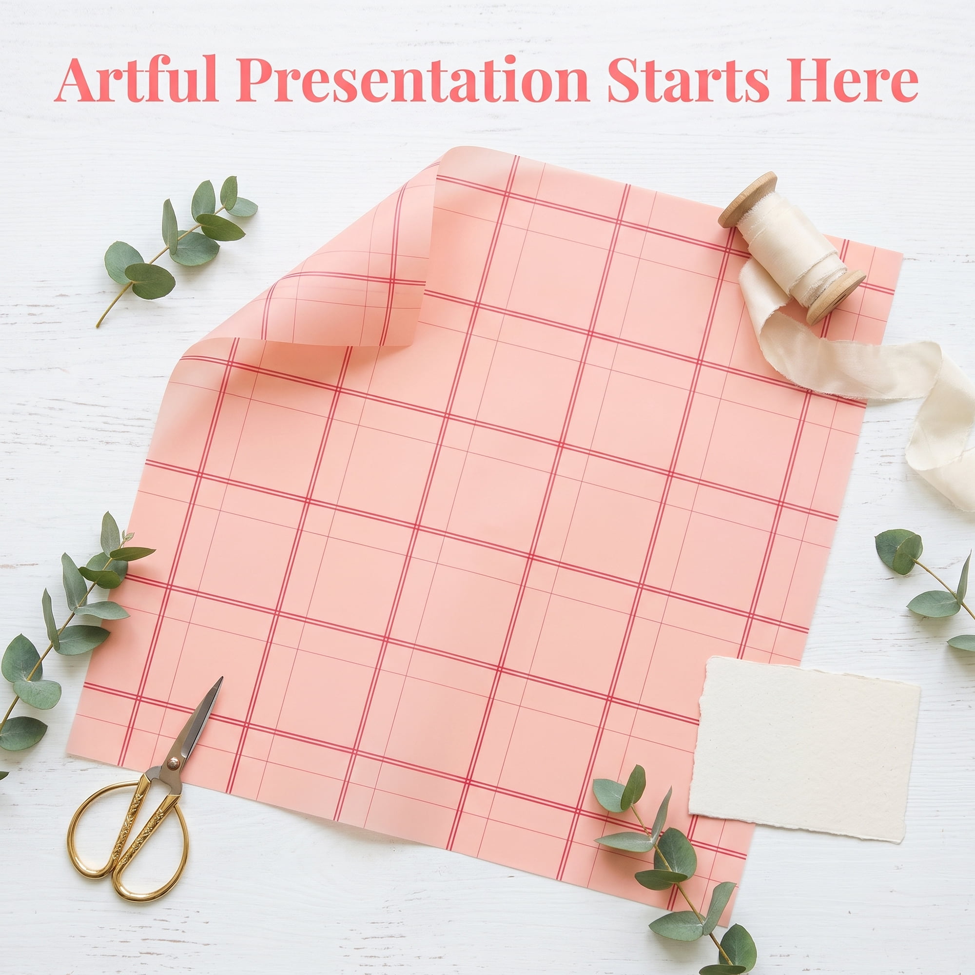 Unique Bargains Luxury Plaid Waterproof Gift Wrap Paper for Bouquets Pink 22.4"x 22.4"