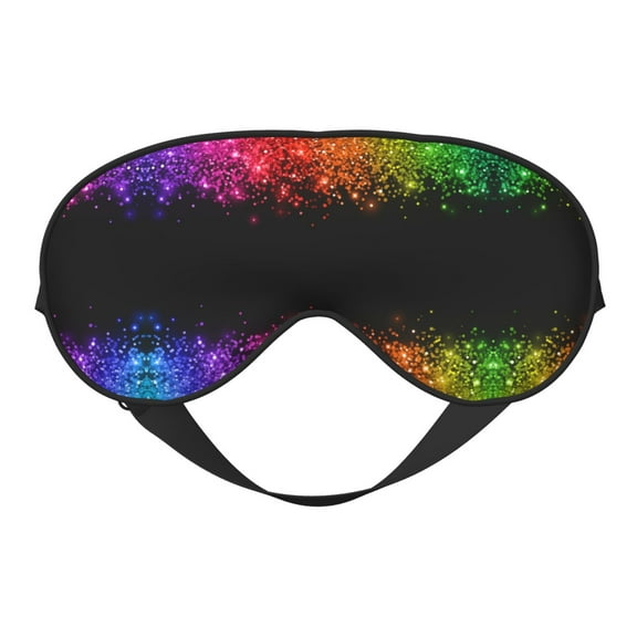 Eye Sleep Mask for Women Men - Rainbow Glitter Border Adjustable Soft Buckle Travel Eye Masks for Sleep Mask Blackout, Sleeping Mask for Women Men, Funny Blindfolds for Party Games