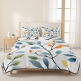 thumbnail image 3 of Twin XL Quilt Set 68''x98'', Colorful Leaf Lightweight Summer Bedspread Coverlet Set with 2 Pillow Shams, Summer Botanical Pastoral Spring Breathable All Season Quilt Bedding for Dorm/Guest Room, 3 of 9