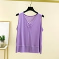 thumbnail image 2 of AKOEE Modal Cotton Tank Tops Soft Pajama Sleep Tees for Women with Pleats Solid Sleeveless Base Undershirt (L, Purple 01), 2 of 6