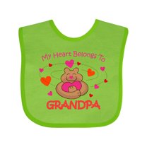 Inktastic Heart Belongs to Grandpa Girls Baby Bib