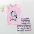 thumbnail image 7 of Hienoo Toddler Girls Sleeveless Cute Dinosaur Print Vest Shorts Set Summer 2Pcs Outfits, 7 of 7