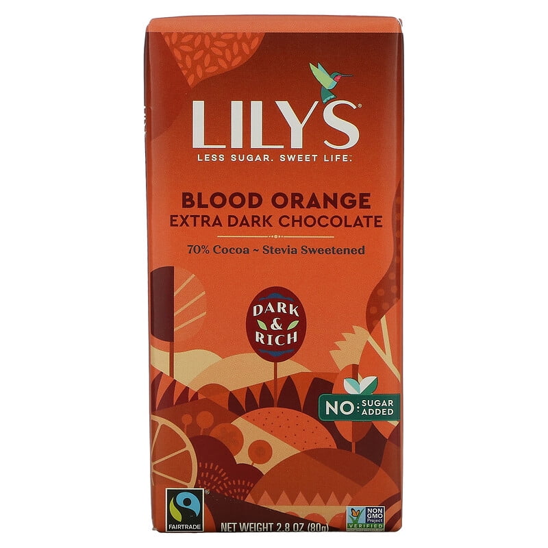 Lily's Sweets, Extra Dark Chocolate Bar, Blood Orange, 70% Cocoa, 2.8 oz