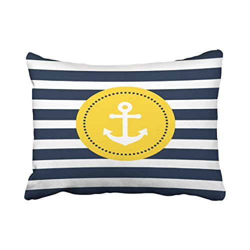 Winhome Rectangle Throw Pillow Covers Retro Blue White Yellow Nautical Anchor Pillowcases Polyester 20 X 30 Inch With Hidden Zipper Home Sofa Cushion Decorative Pillowcase Walmart Com Walmart Com