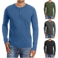 thumbnail image 3 of TrendOFT Henley Shirts for Men Long Sleeve Casual Basic T-Shirts Button Vintage Lightweight Fall Tee Tops Blue XL, 3 of 7