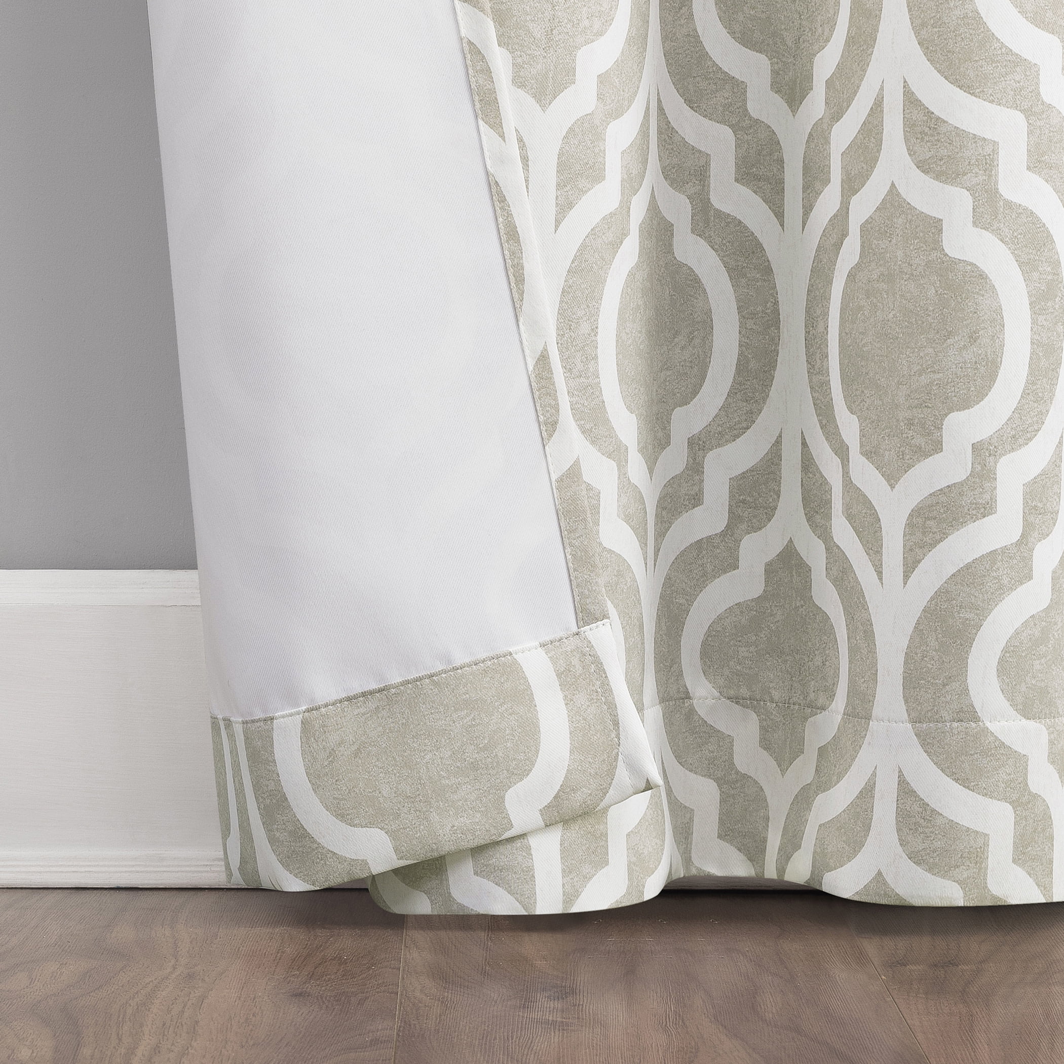 Sun Zero Eldon 1-Piece Trellis Print Blackout Grommet Curtain Panel, 40"X95", Taupe