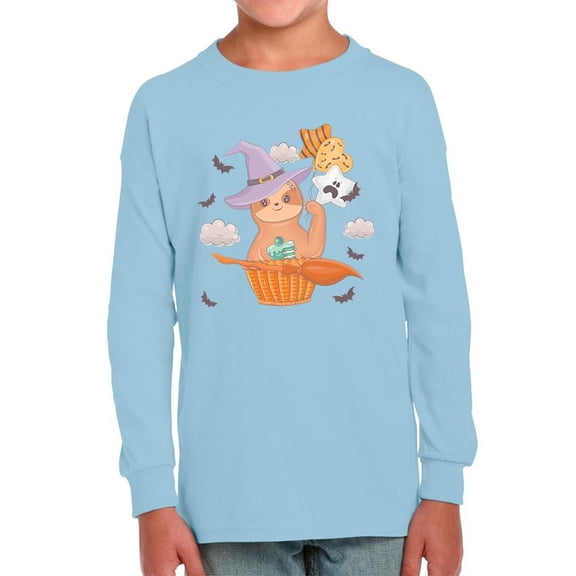 Halloween Sloth W Broom Long Sleeve Toddler -Image by Shutterstock, 5 Toddler