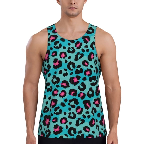 Logiee Leopard 1 Print Men's Workout Tank Top,Quick Dry Workout Tank Top,Gym Muscle Tee,Fitness Bodybuilding Sleeveless T Shirt-