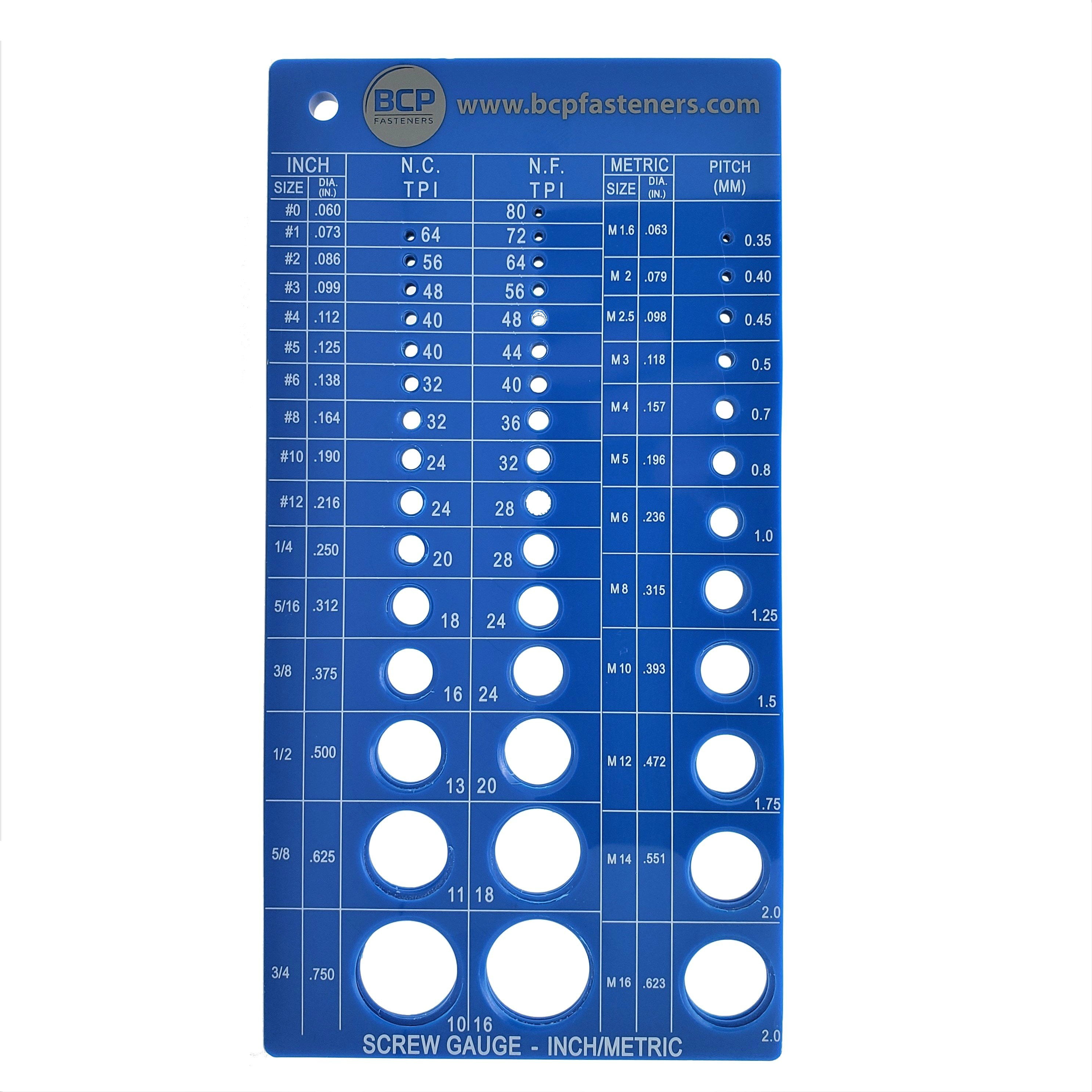 Screw Thread Gauge Metric And Sae Recommends Drill Bit And Tap Size