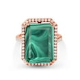 thumbnail image 2 of Gem Stone King 18.50 Ct Emerald Cut Green Malachite 18K Rose Gold Plated Silver Ring, 2 of 4